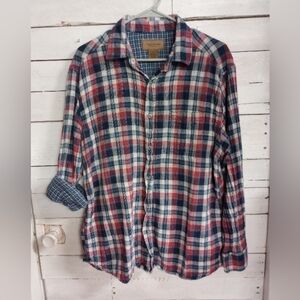 Clearwater Outfitters Mens Large Button Up Shirt Casual Long Sleeve Red Plaid